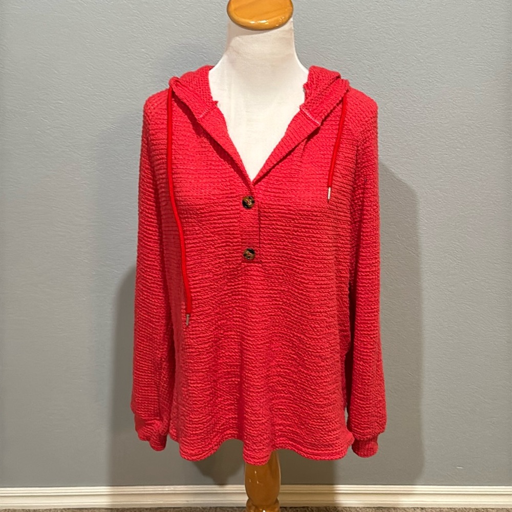 Shein half button hooded top.  Size Large ❤️